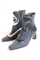 Black & White Silhouette Boots - Size 9