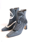 Black & White Silhouette Boots - Size 9