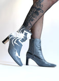 Black & White Silhouette Boots - Size 9