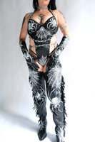 Spider Web Garter Belt Chap Boots