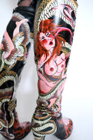 Thigh High Hand Painted Snake Boots