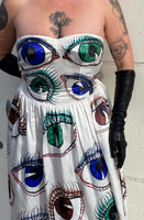 Hand Drawn Eyeball 1940s Satin Gown