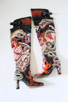 Thigh High Hand Painted Snake Boots