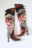 Thigh High Hand Painted Snake Boots
