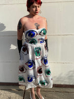 Hand Drawn Eyeball 1940s Satin Gown