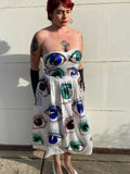 Hand Drawn Eyeball 1940s Satin Gown