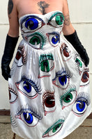 Hand Drawn Eyeball 1940s Satin Gown