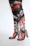 Thigh High Hand Painted Snake Boots