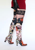 Thigh High Hand Painted Snake Boots