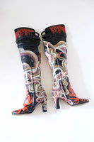 Thigh High Hand Painted Snake Boots