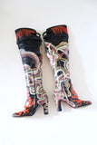 Thigh High Hand Painted Snake Boots