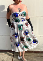 Hand Drawn Eyeball 1940s Satin Gown