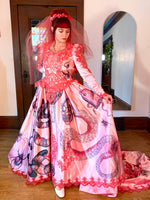 Hand Dyed & Hand Painted / Hand Drawn Beetlejuice Gown