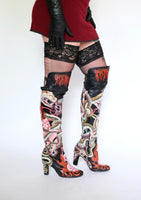 Thigh High Hand Painted Snake Boots