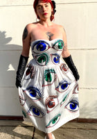 Hand Drawn Eyeball 1940s Satin Gown