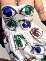 Hand Drawn Eyeball 1940s Satin Gown