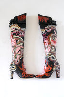 Thigh High Hand Painted Snake Boots