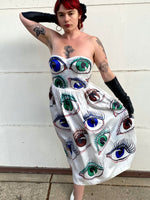 Hand Drawn Eyeball 1940s Satin Gown