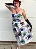 Hand Drawn Eyeball 1940s Satin Gown