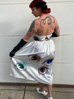 Hand Drawn Eyeball 1940s Satin Gown