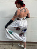 Hand Drawn Eyeball 1940s Satin Gown