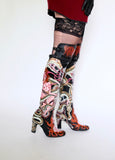 Thigh High Hand Painted Snake Boots