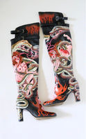 Thigh High Hand Painted Snake Boots