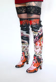Thigh High Hand Painted Snake Boots