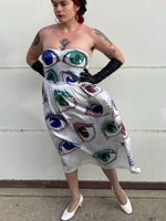 Hand Drawn Eyeball 1940s Satin Gown