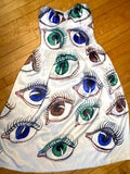 Hand Drawn Eyeball 1940s Satin Gown