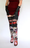 Thigh High Hand Painted Snake Boots