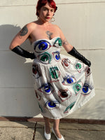 Hand Drawn Eyeball 1940s Satin Gown