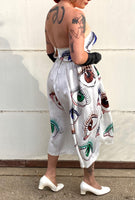 Hand Drawn Eyeball 1940s Satin Gown