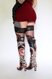 Thigh High Hand Painted Snake Boots