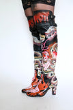Thigh High Hand Painted Snake Boots