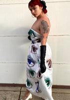 Hand Drawn Eyeball 1940s Satin Gown